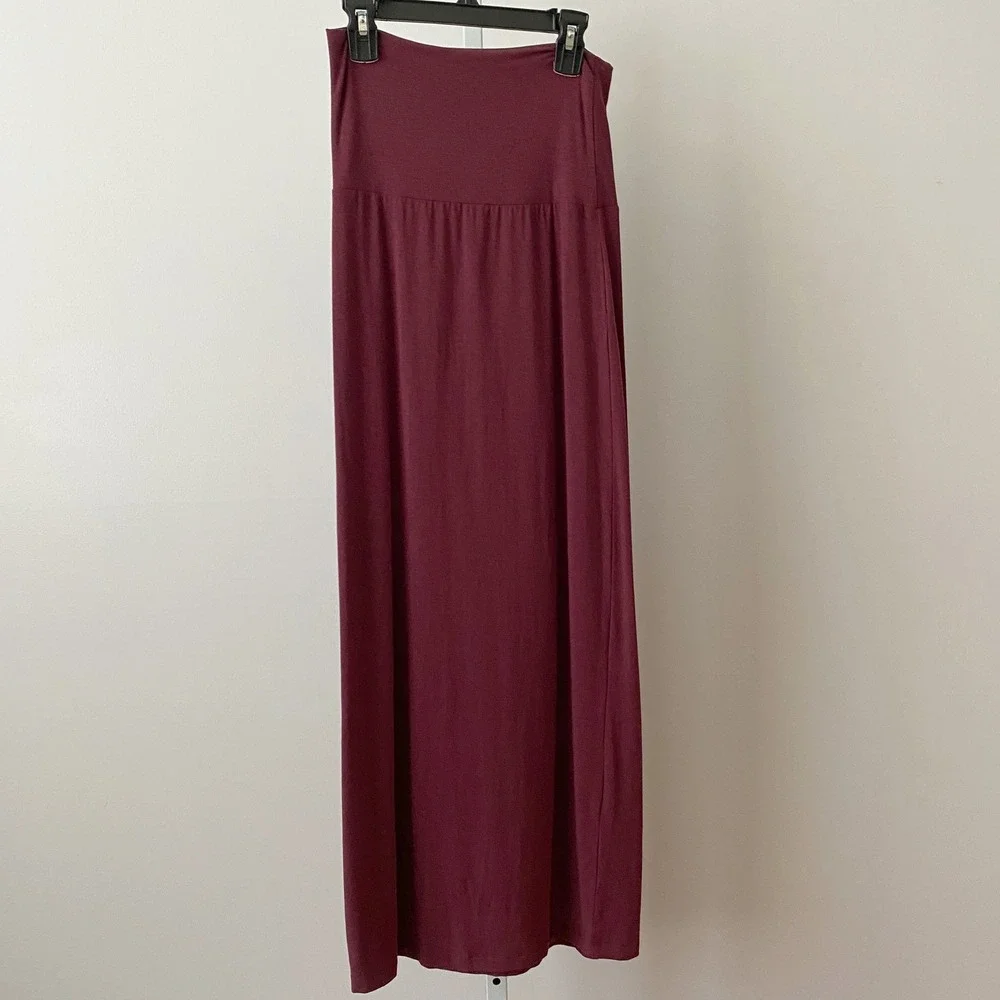 Takei S Cottage Maroon‎ Maxi Skirt Bamboo Organic Cotton Stretch Sustainable Eco